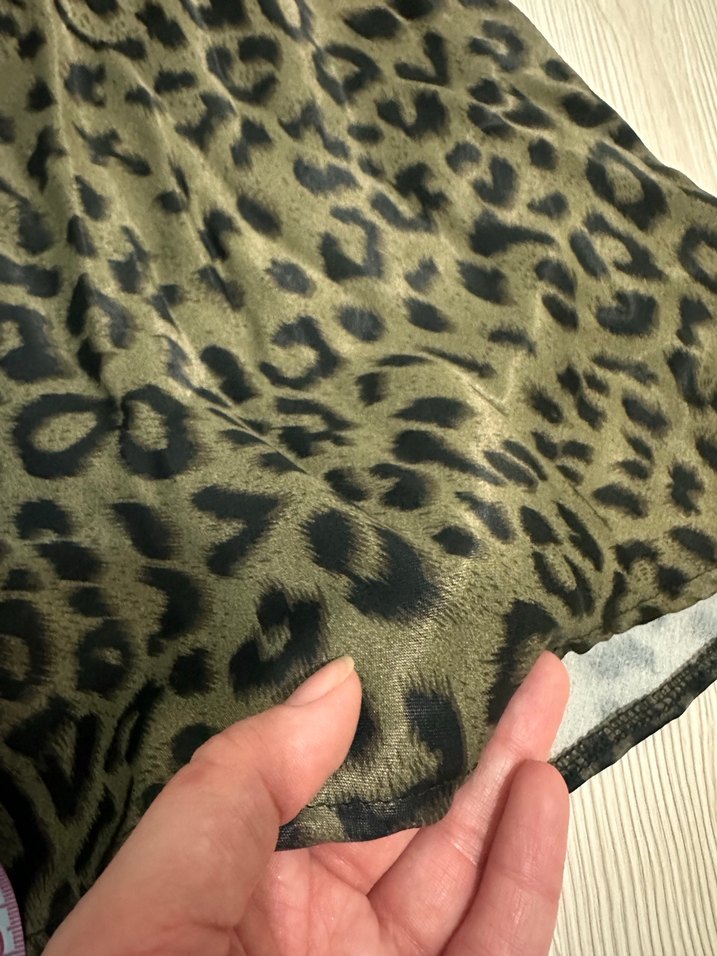 Leopar Desenli Saten Midi Boy Etek - Görsel 5