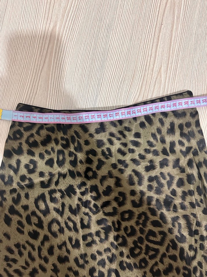 Leopar Desenli Saten Midi Boy Etek - Görsel 2