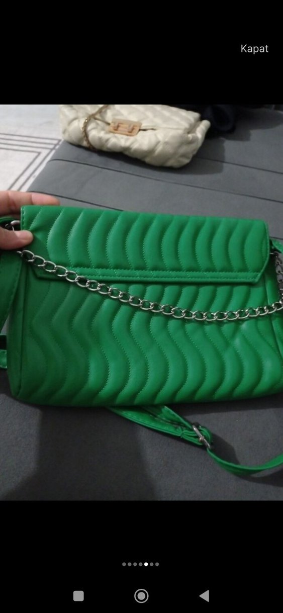 Yeşil Deri Kadın Çanta - Görsel 4