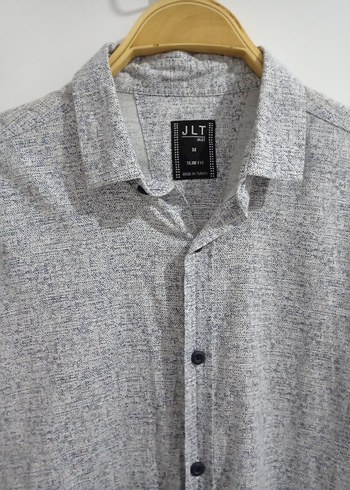 Gri Erkek Keten Uzun Kollu Gömlek - Görsel 2