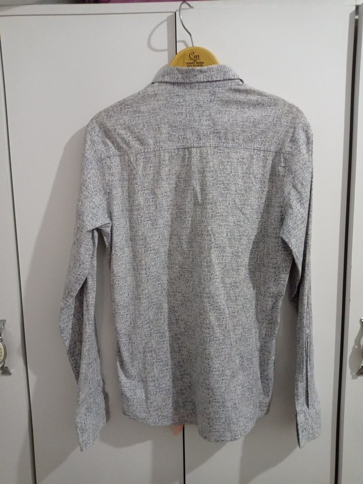 Gri Erkek Keten Uzun Kollu Gömlek - Görsel 4