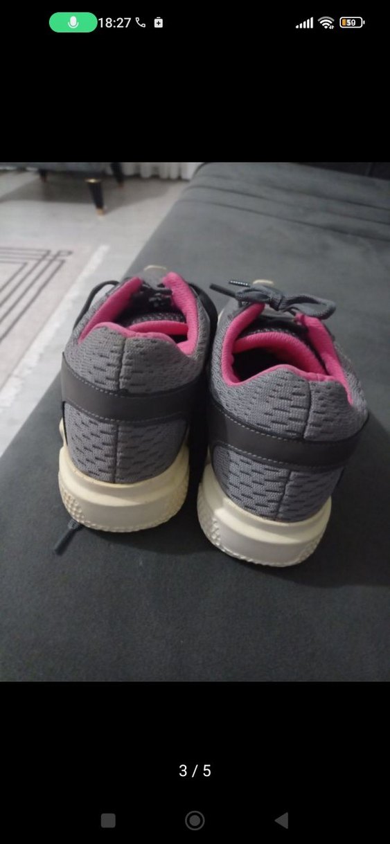 Gri Bağcıklı Kadın Spor Ayakkabı - Görsel 3
