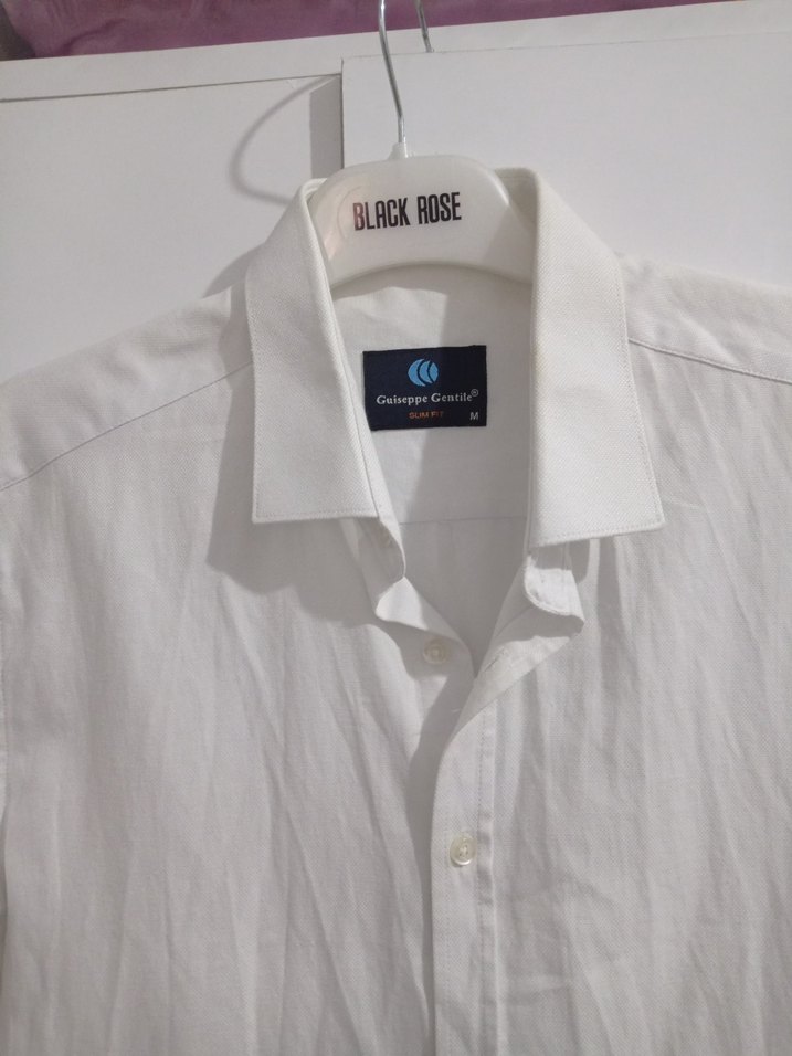 Beyaz Kısa Kollu Keten Gömlek - Görsel 2