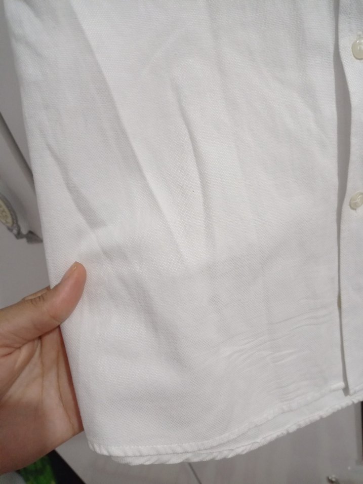 Beyaz Kısa Kollu Keten Gömlek - Görsel 3