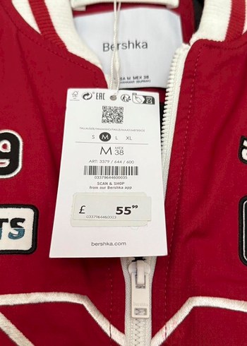 Bershka Kirmizi Beyaz Detayli Spor Ceket