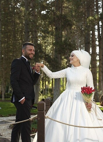 38 Beden beyaz Renk Özel dikim gelinlik