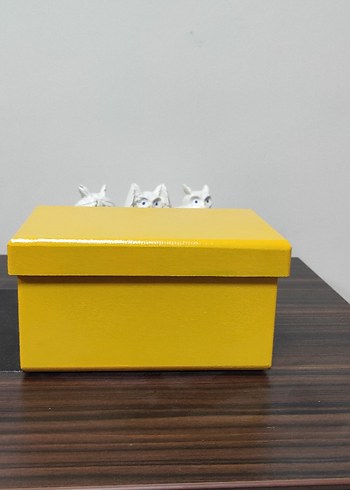 Sarı Ahşap Kutu Organizer Düzenleyici