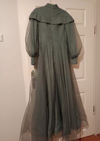 Drapeli Uzun Kollu Yüksek Yakalı Kadın Elbise - Görsel 5