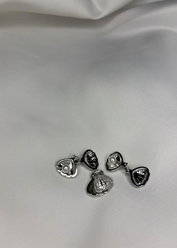 Mini Altın ve Silver İşlemeli Parlak Bohem Kolye Ucu - Görsel 10