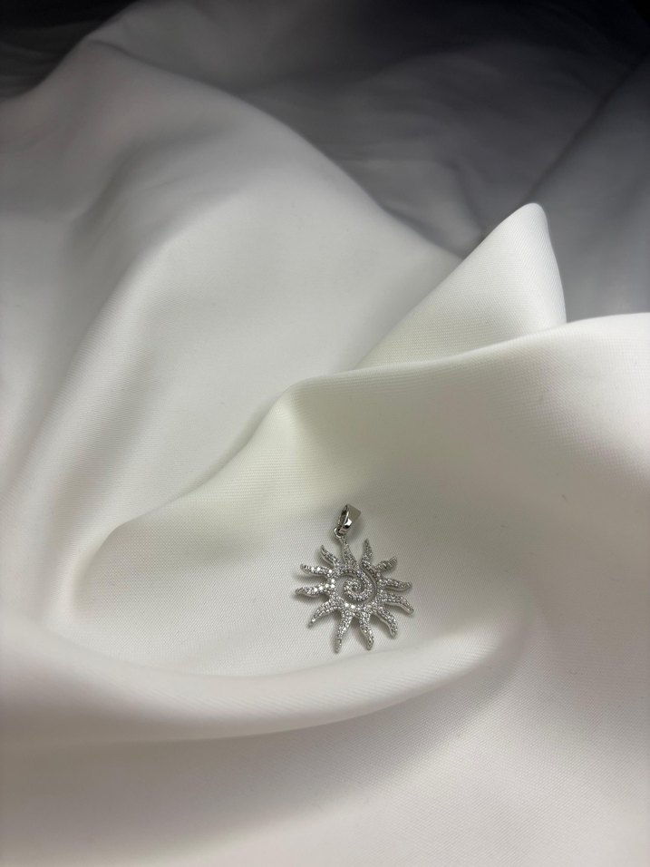 Mini Altın ve Silver İşlemeli Parlak Bohem Kolye Ucu - Görsel 5