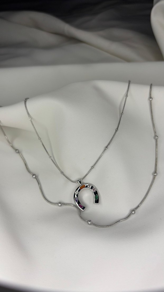 Uzun Zincirli Yılan Desenli Bohem Kolye - Görsel 2