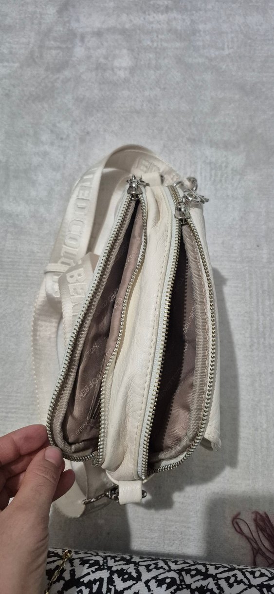 Beyaz Deri Kadın Omuz Çantası - Görsel 5