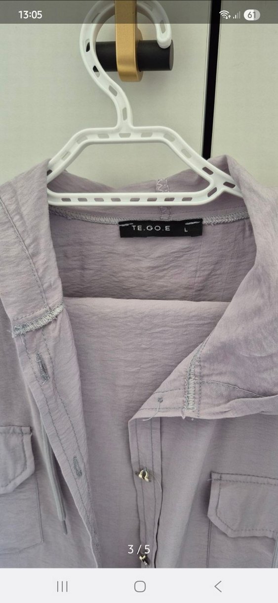 Lila Uzun Kollu Kadın Keten Gömlek - Görsel 2