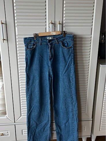 Mavi bol paça kot pantolon