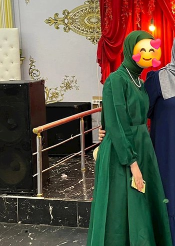 Uzun Kol Detaylı Yüksek Yakalı Kadın Abiye Elbise - Görsel 2