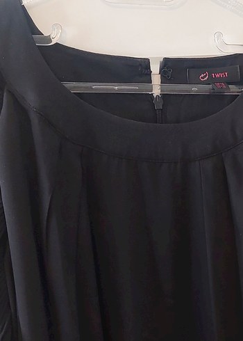 twist gunlu siyah şık elbise - Görsel 6