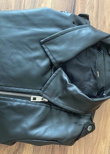 m Beden Kadın Siyah Biker Deri Ceket