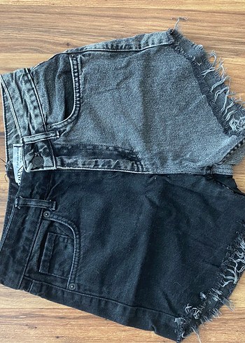 Gri Loose Fit Mini Denim Şort
