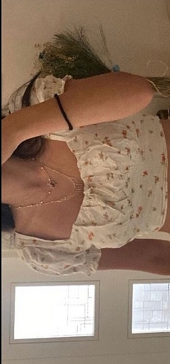Mavi marka çiçek desenli crop