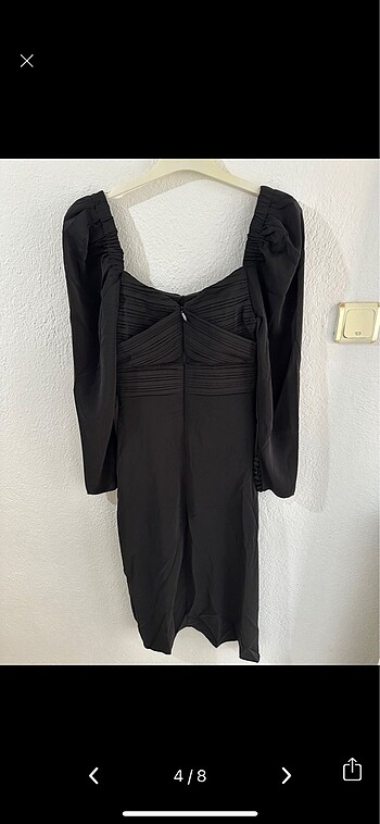 m Beden siyah Renk Bliss Atelier Drapeli Siyah Midi Elbise