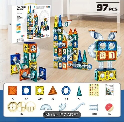 Diğer 97 parça manyetik blok