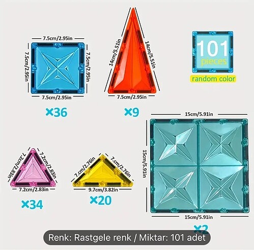 Beden 101 parça manyetik blok