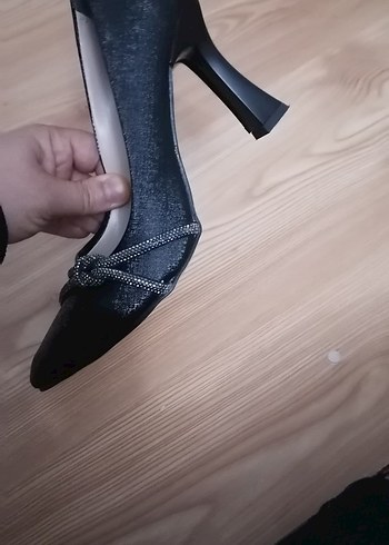 Klasik Siyah Yılan Desenli Stiletto Topuklu Ayakkabı - Görsel 3