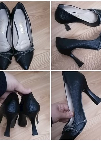 Klasik Siyah Yılan Desenli Stiletto Topuklu Ayakkabı - Görsel 5