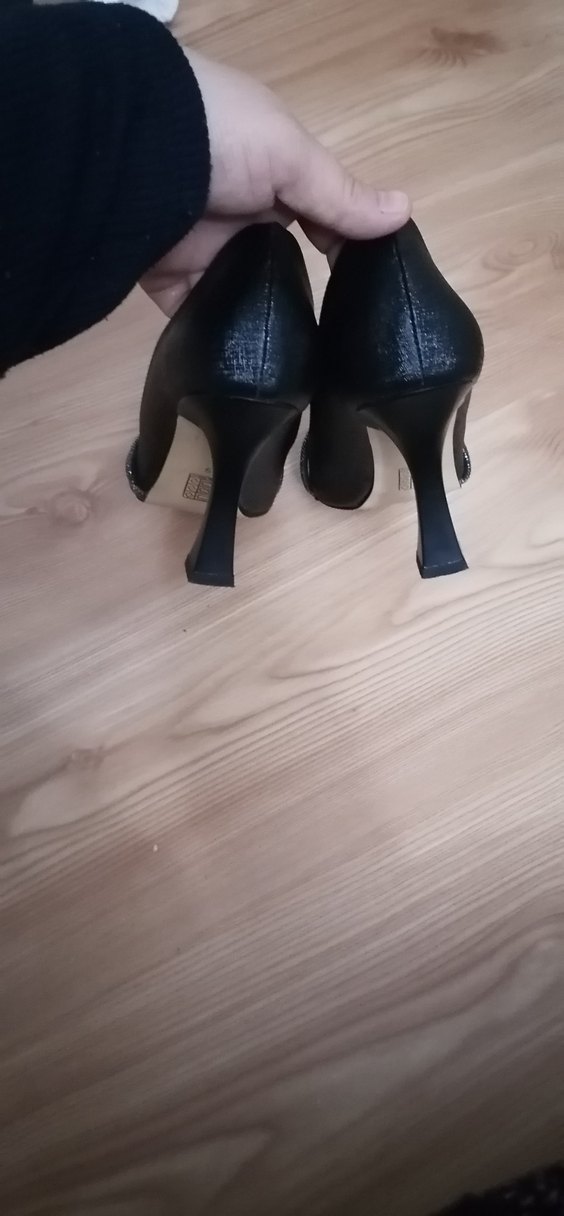 Klasik Siyah Yılan Desenli Stiletto Topuklu Ayakkabı - Görsel 2