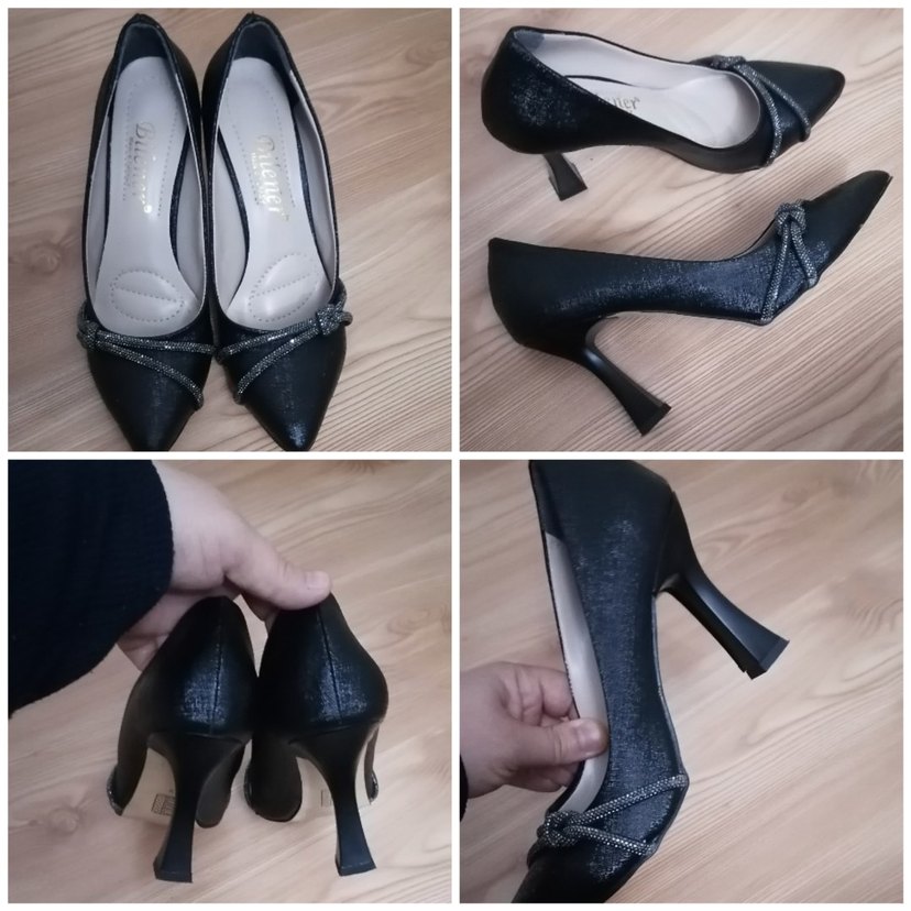 Klasik Siyah Yılan Desenli Stiletto Topuklu Ayakkabı - Görsel 5