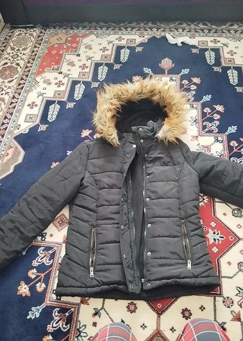 Kürklü Siyah Kadın Kışlık Mont
