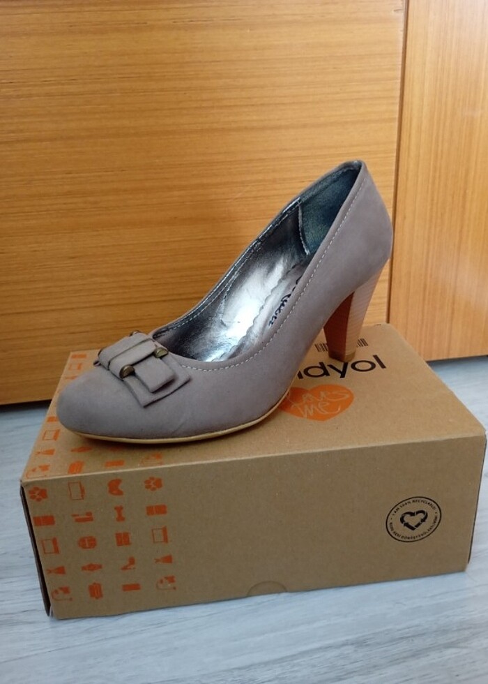 Şık Kahverengi Topuklu Ayakkabı 39 Numara - Görsel 4