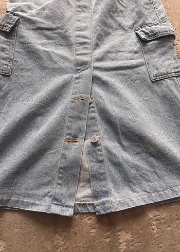Düğmeli buz mavisi kot çocuk-Uzun Denim Etek - Görsel 6