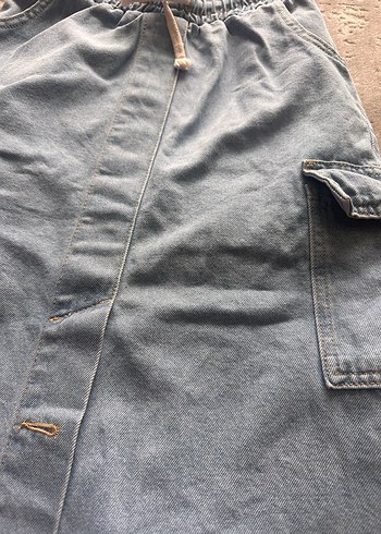 Düğmeli buz mavisi kot çocuk-Uzun Denim Etek - Görsel 2