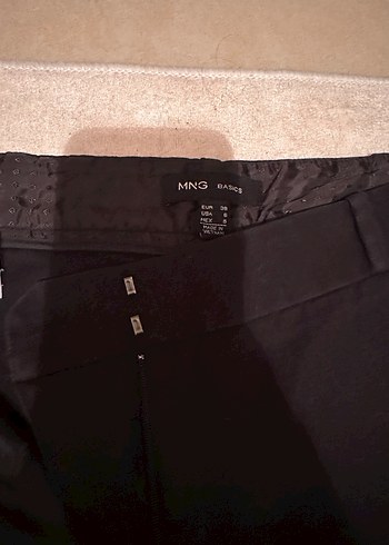 Mango- Kadın  Siyah Kumaş Kemerli Ofis Pantolonu - Görsel 10