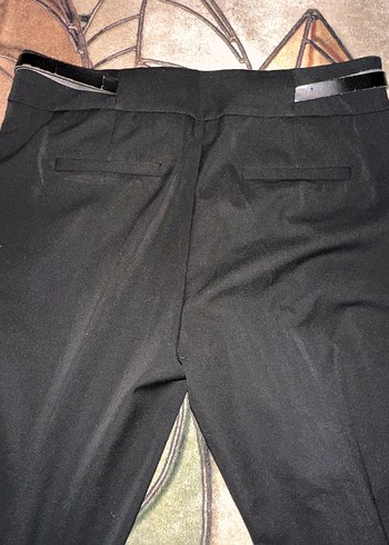 Mango- Kadın  Siyah Kumaş Kemerli Ofis Pantolonu - Görsel 5