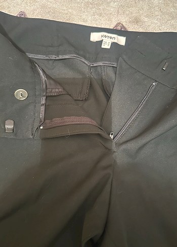 Mango- Kadın  Siyah Kumaş Kemerli Ofis Pantolonu - Görsel 3