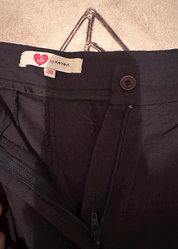 Koton- Siyah Keten Bol Kesim Kadın Pantolon şile bezi gibi kumaş - Görsel 4