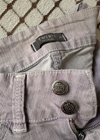 Lila renk Düğmeli Kadın Denim Pantolon-S beden - Görsel 8