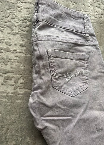 Lila renk Düğmeli Kadın Denim Pantolon-S beden - Görsel 5