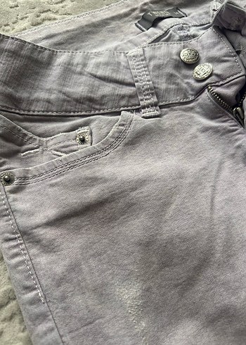 Lila renk Düğmeli Kadın Denim Pantolon-S beden - Görsel 2
