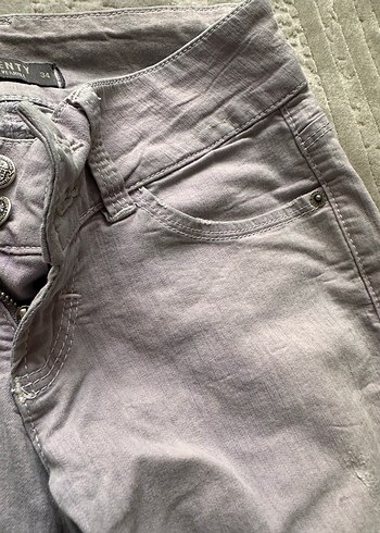 Lila renk Düğmeli Kadın Denim Pantolon-S beden - Görsel 3