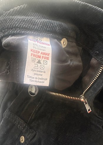 Kadife Siyah Kadın Kot Pantolon-Sıfır - Görsel 4