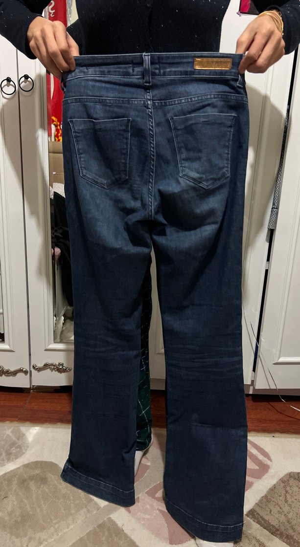 Kadın Bol Kesim Midi Boy Kot Pantolon - Görsel 2