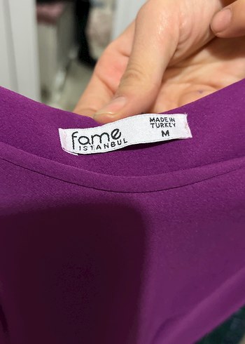 Mor Midi Elbise, Kolsuz, Pilili - Görsel 2