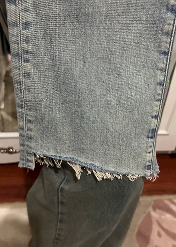 Gri Bol Kesim Midi Kot Pantolon - Görsel 2