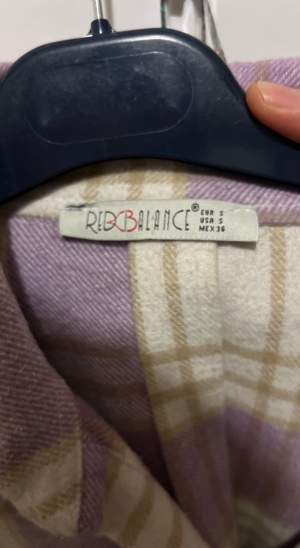 Düğmeli Mor Ekose Kadın Gömlek - Görsel 2