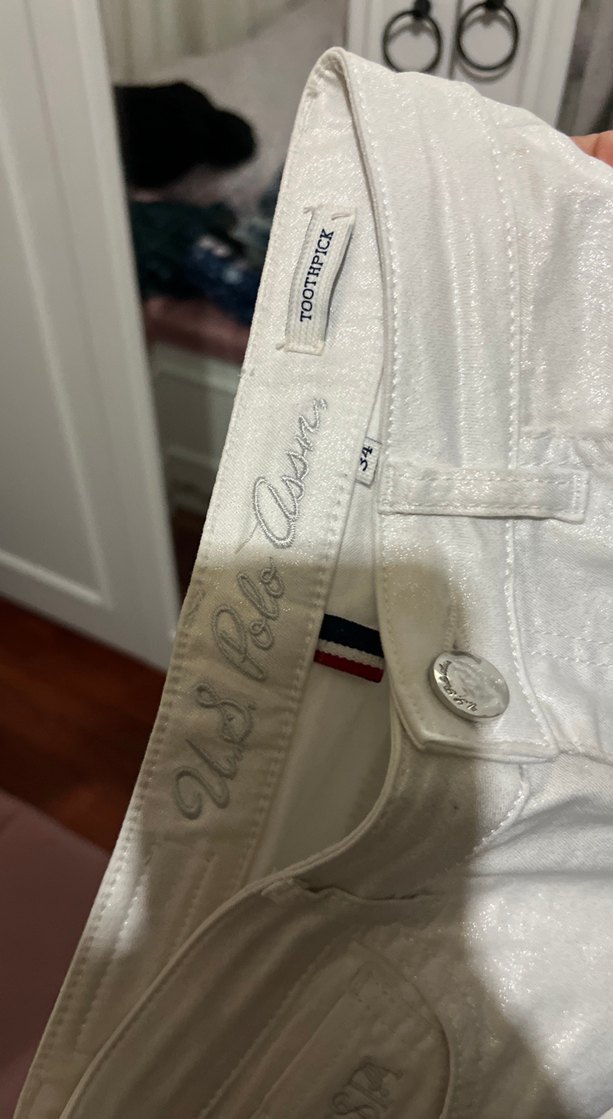 Beyaz Parlak Kadın Midi Boy Jean - Görsel 3