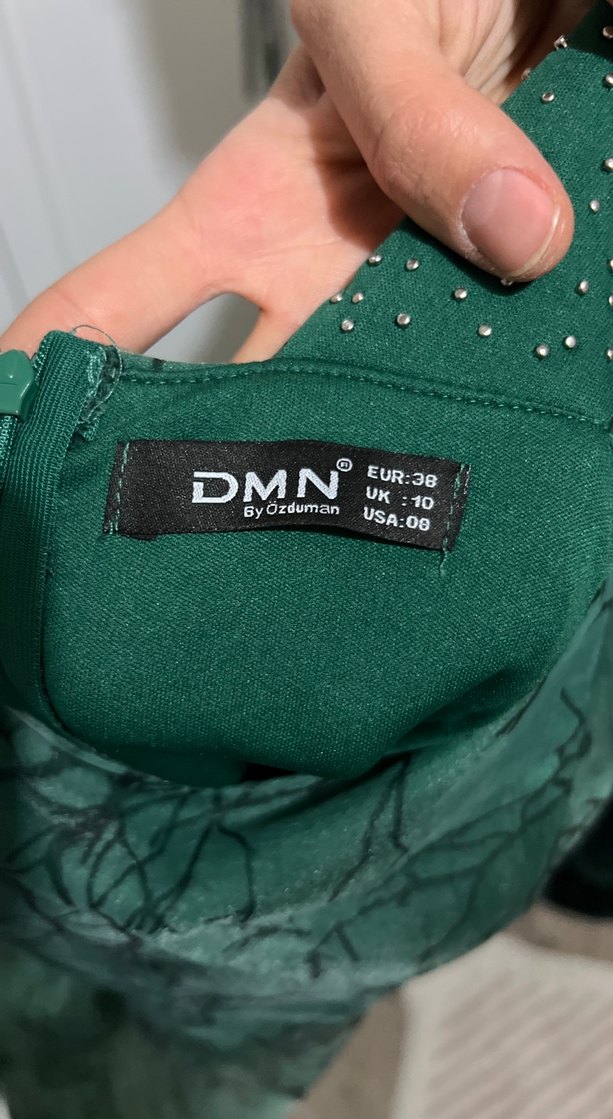 Yeşil V Yaka Uzun Drapeli Abiye Elbise - Görsel 2