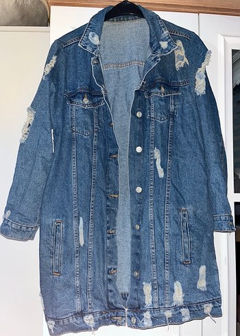 Düğmeli Mavi Kadın Denim Ceket